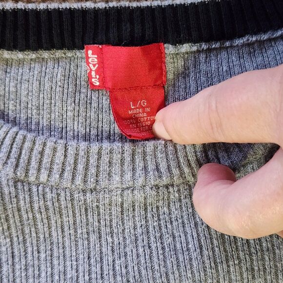 VTG Mens Levi's Sweater Size L 100% Cotton Red Tag Label Hiking Preppy USA Levis - Picture 6 of 15